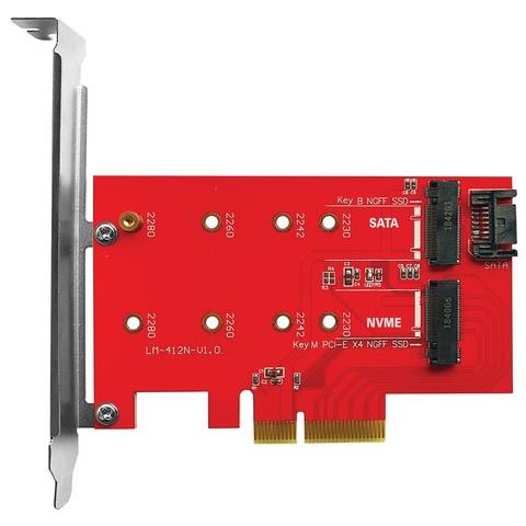 Scheda PCi Express interna M.2 NVME / SATA SSD Atlantis A06-M2-DUAL-P4