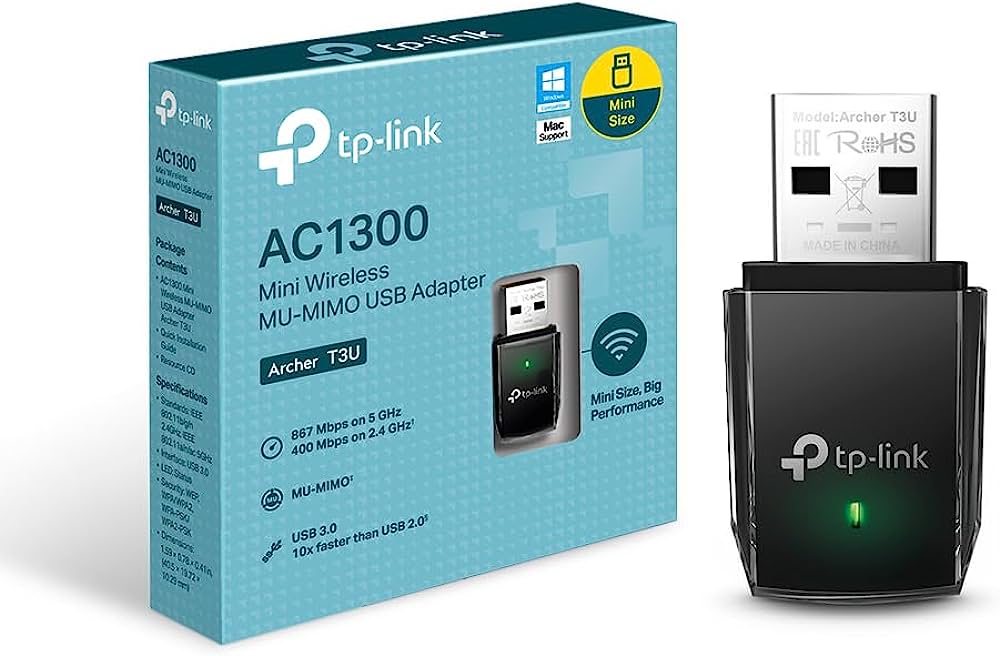 Socobeta Scheda Di Rete Wireless USB 1200M – Dual Band 2.4/5.8GHz, Antenne Integrate, Modalità AP Per PC E TV