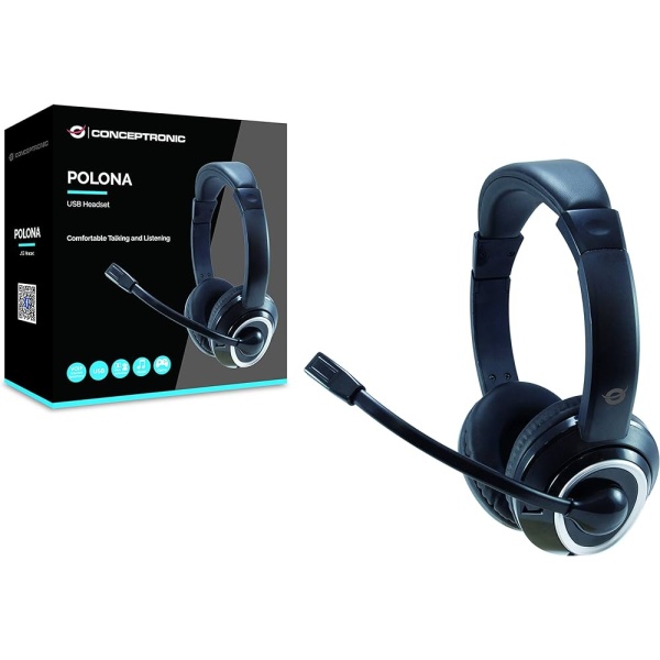 Cuffia con Microfono con collegamento USB Conceptronics POLONA01B