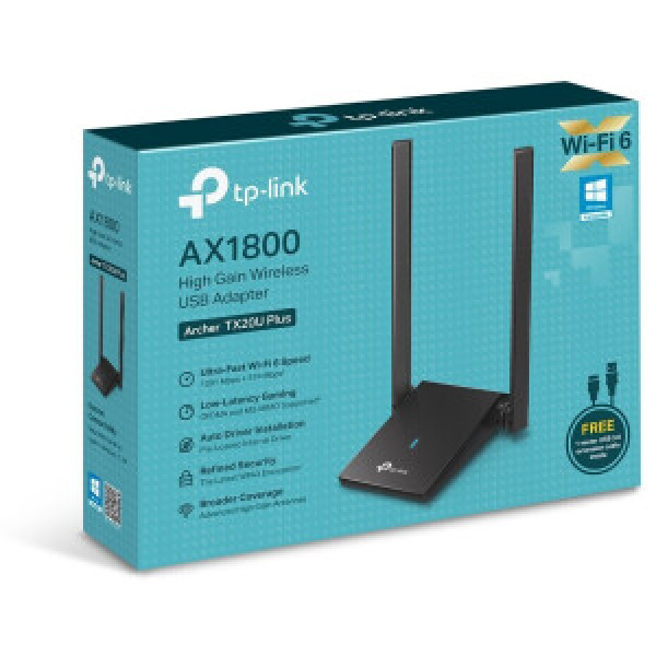 Archer TX20U Plus Scheda di rete Wi-Fi 6 AX1800 con doppia antenna High-Gain e adattatore USB