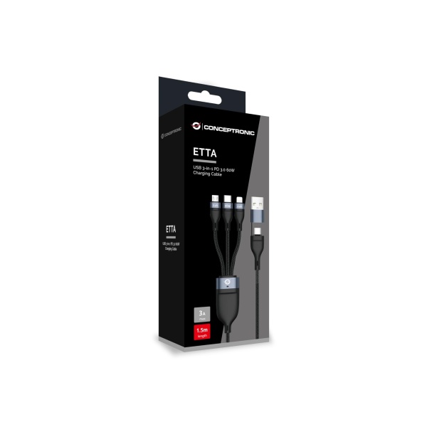 Conceptronic ETTA-o6B15 Cavo USB-C/A 3.0, 3 in 1