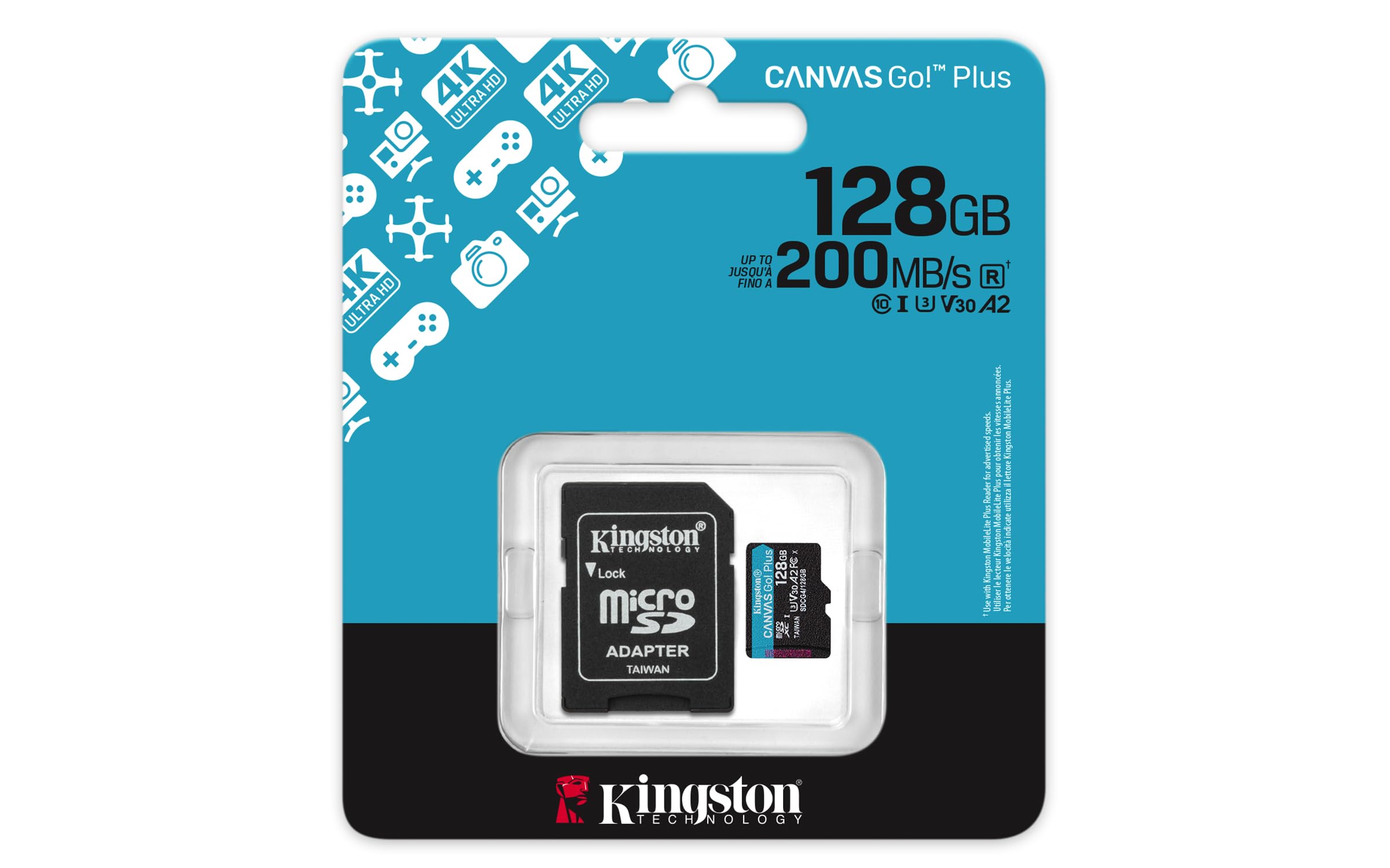 MicroSD Kingston 128GB Canvas GO! Plus SDCG4 200MB/s