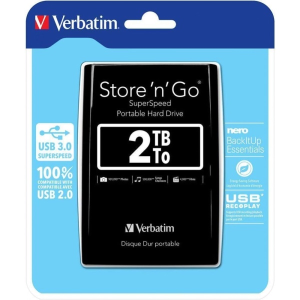 Hard Disk Esterno Verbatim Store 'n' Go 2TB 53177