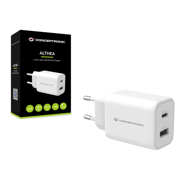 61brJ6XEY0L Caricabatterie Conceptronic Althea11W 33W 2 Porte: 1 USB-C, 1 USB-A