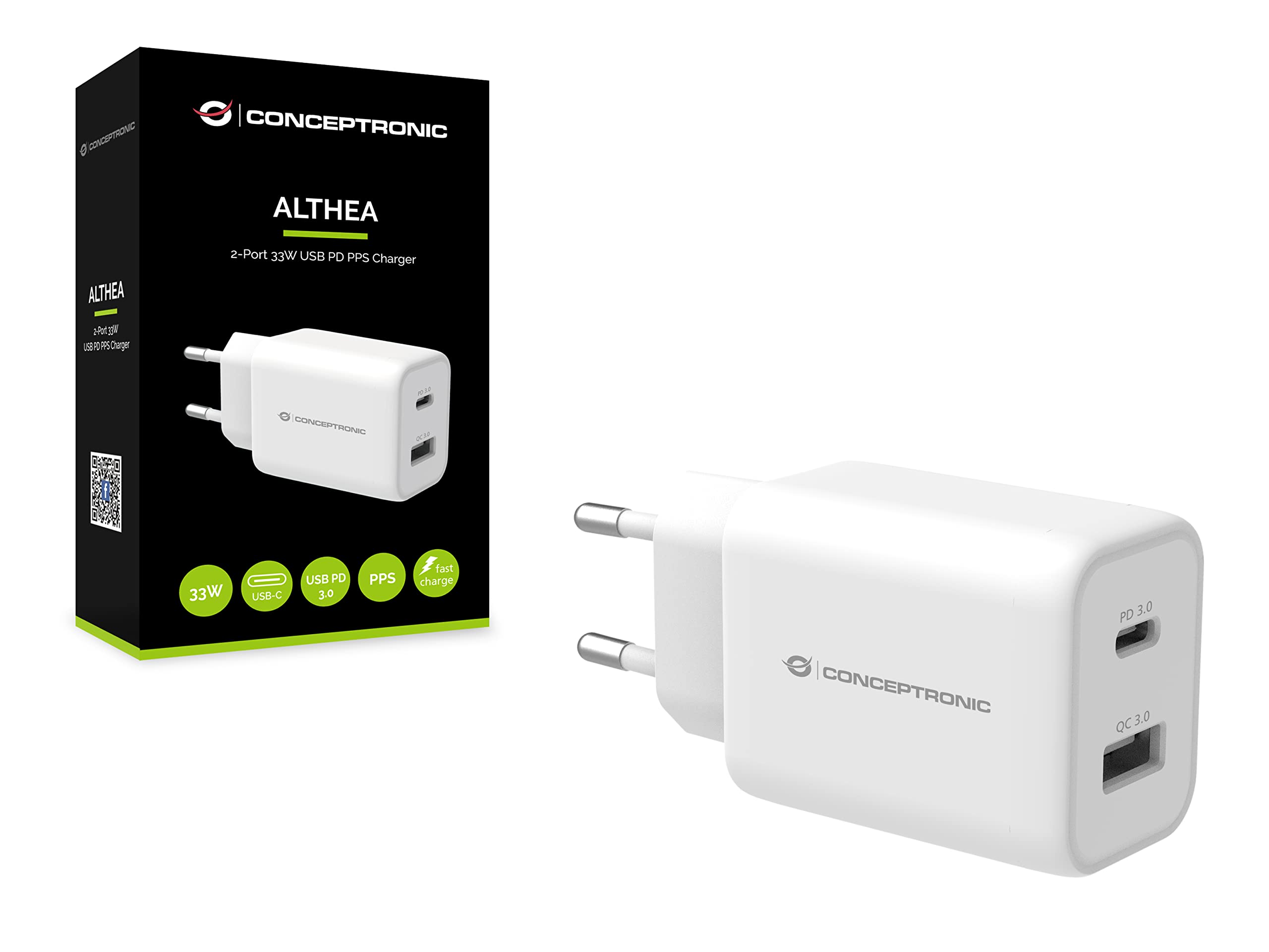 61brJ6XEY0L Caricabatterie Conceptronic Althea11W 33W 2 Porte: 1 USB-C, 1 USB-A
