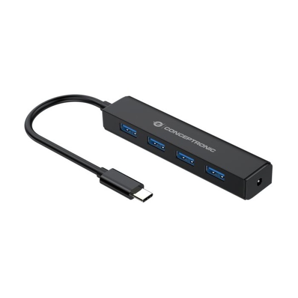 c4a6d93d1fa29fa532a3301ae7c684b91295cfc0_CTC4USB3_V2_product_01_high_1 Hub Usb Conceptonic Hubbies HUB 4 porte USB 3.0 Nero Type-C CtC4USB3