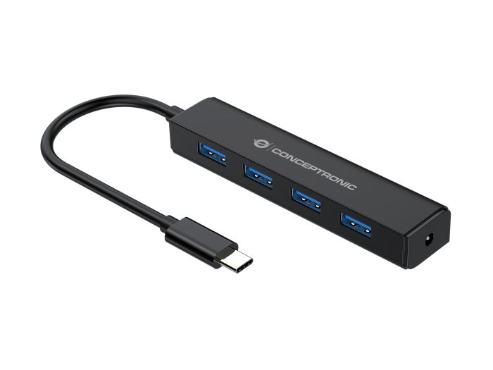 c4a6d93d1fa29fa532a3301ae7c684b91295cfc0_CTC4USB3_V2_product_01_high_1 Hub Usb Conceptonic Hubbies HUB 4 porte USB 3.0 Nero Type-C CtC4USB3